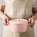 Ceramic Baking Bowl for Oven with Handle and Lid 37 Oz