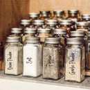 Black and white spice jar labels.