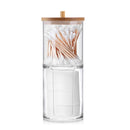 Acrylic Qtip Holder Dispenser with Bamboo Lid
