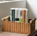 Nordic Wood Handle Imitation Rattan Storage Basket for Sundries Storage
