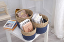 Hand-woven storage baskets Straw/cotton rope/ SET OF 3