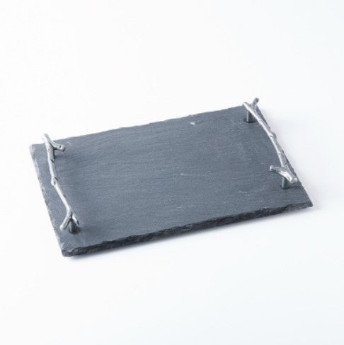 Natural black rectangular tray