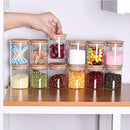 Spice Jars with Wood Airtight Lids and Labels, 6oz 12 Piece