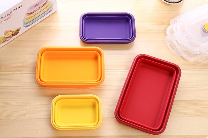 Silicone Lunch Box, Collapsible Folding Food Storage Container with Lids