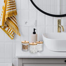 Acrylic Qtip Holder Dispenser with Bamboo Lid