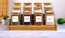 12Pack Square Spice Jars with Natural Acacia Lids and Bamboo Spice Rack Organizer