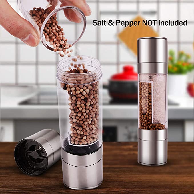 Salt and Pepper Grinder, 2 in 1 Stainless Steel