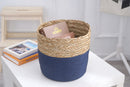 Hand-woven storage baskets Straw/cotton rope/ SET OF 3