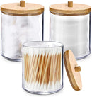 Acrylic Qtip Holder Dispenser with Bamboo Lid