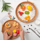 Woven Wicker Tray with Wooden Handle