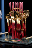 Stainless Steel Western Cutlery 24 Piece Titanium Plated including  Knife, Fork, Spoon and Gift Box