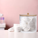 Acrylic Qtip Holder Dispenser with Bamboo Lid