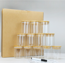 Spice Jars with Wood Airtight Lids and Labels, 6oz 12 Piece